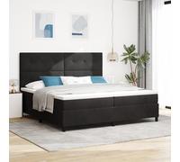 Teenpull Lit à sommier tapissier avec matelas, noir, 200 x 200 cm, en velours, ensemble de meubles de luxe pour chambre à coucher et maison moderne, avec sommier à lattes et tête de lit