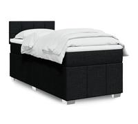 Teenpull Lit à sommier tapissier, avec matelas, noir, 90 x 190 cm, housse en tissu, cadre de lit stable pour un sommeil réparateur, lit rembourré avec tête de lit, ensemble complet de meubles de