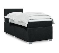Teenpull Lit à sommier tapissier avec matelas, noir, 90 x 190 cm, housse en tissu, ressorts ensachés confortables, éclairage LED, ensemble de chambre à coucher moderne