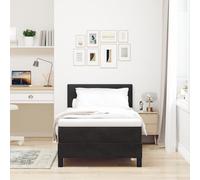 Teenpull Lit à sommier tapissier avec matelas, noir, 90 x 200 cm, en velours, lit simple de luxe, chambre à coucher, confortable, robuste