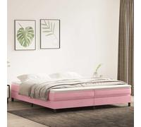 Teenpull Lit à sommier tapissier avec matelas, rose, 180 x 210 cm, en velours, avec sommier à lattes et surmatelas, pour chambre à coucher et chambre d'amis, espace de couchage confortable