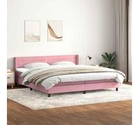 Teenpull Lit à sommier tapissier avec matelas, rose, 180 x 210 cm, lit rembourré en velours, avec tête de lit réglable et sommier à lattes, lit confortable pour adolescent, chambre à coucher