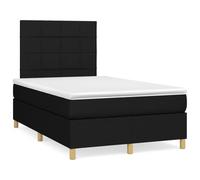 Teenpull Lit à sommier tapissier avec matelas, surmatelas et éclairage LED, 120 x 190 cm, en tissu noir, tête de lit réglable en hauteur, ensemble de meubles de chambre à coucher modernes