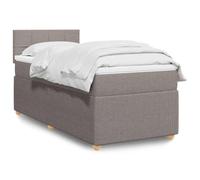 Teenpull Lit à sommier tapissier avec matelas taupe, 100 x 200 cm, lit rembourré avec tête de lit et ressorts ensachés, cadre stable pour un sommeil réparateur, meuble moderne pour votre chambre à
