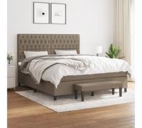 Teenpull Lit à sommier tapissier avec matelas, taupe, 180 x 200 cm, housse en tissu, lit rembourré confortable avec tête de lit, cadre de lit robuste pour un sommeil réparateur, ensemble de meubles de