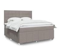 Teenpull Lit à sommier tapissier avec matelas taupe, 180 x 200 cm, lit capitonné avec tête de lit réglable, éclairage LED intégré, ensemble de meubles de chambre à coucher stable.