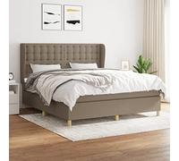 Teenpull Lit à sommier tapissier avec matelas taupe, 180 x 200 cm, rembourré, tête de lit réglable, matelas à ressorts ensachés, cadre en tissu, ensemble de meubles pour un sommeil réparateur et un
