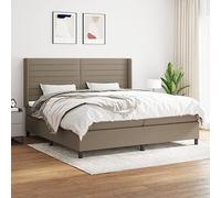 Teenpull Lit à sommier tapissier avec matelas taupe, 200 x 200 cm, housse en tissu et tête de lit réglable en hauteur, un cadre de lit moderne pour un sommeil réparateur