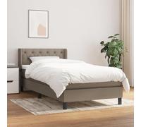 Teenpull Lit à sommier tapissier avec matelas taupe, 80 x 200 cm, en tissu respirant, tête de lit réglable en hauteur, cadre de lit stable, lit simple, avec matelas à ressorts ensachés et surmatelas