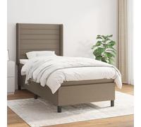 Teenpull Lit à sommier tapissier avec matelas taupe, 90 x 190 cm, ensemble de meubles de lit simple rembourré, cadre de lit stable, avec tête de lit et surmatelas pour un sommeil réparateur