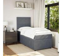 Teenpull Lit à sommier tapissier avec matelas, tête de lit et éclairage LED, rembourré en velours gris foncé, 90 x 190 cm, cadre de lit stable, ensemble de meubles pour un sommeil réparateur, ambiance