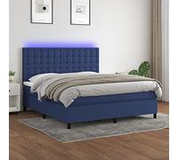 Teenpull Lit à sommier tapissier avec matelas, tête de lit réglable, éclairage LED bleu, housse en tissu, 160 x 200 cm, cadre de lit rembourré moderne, ensemble de meubles pour un sommeil réparateur