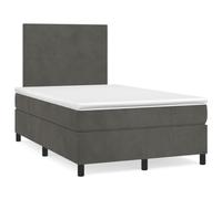 Teenpull Lit à sommier tapissier avec matelas, tête de lit réglable et LED, gris foncé, 120 x 190 cm, tissu en velours de luxe, avec matelas à ressorts ensachés pour un sommeil réparateur.