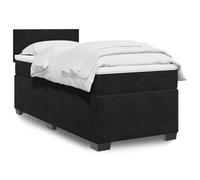 Teenpull Lit à sommier tapissier confortable, avec matelas noir, 90 x 200 cm, ensemble de lit rembourré en velours, tête de lit intégrée et éclairage LED, cadre de lit stable pour chambre à coucher