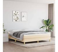 Teenpull Lit à sommier tapissier crème 180 x 200 cm en tissu avec matelas à ressorts ensachés intégré, surmatelas et cadre de lit stable, ensemble de meubles de chambre à coucher rembourrés pour un