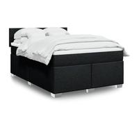 Teenpull Lit à sommier tapissier de luxe 160 x 200 cm, housse en tissu noir, ensemble complet de meubles de chambre à coucher avec matelas à ressorts ensachés, tête de lit confortable et cadre stable
