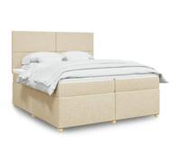 Teenpull Lit à sommier tapissier de luxe 200 x 200 cm, crème avec matelas à ressorts ensachés, tête de lit réglable en hauteur, cadre stable pour un sommeil réparateur, meubles de chambre à coucher
