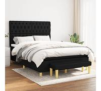 Teenpull Lit à sommier tapissier de luxe avec matelas à ressorts ensachés, tête de lit réglable, 140 x 200 cm, cadre de lit rembourré noir comme base de sommeil stable