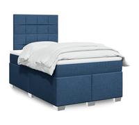Teenpull Lit à sommier tapissier de luxe avec matelas bleu, 120 x 190 cm, rembourré, tête de lit réglable, éclairage LED intégré, cadre stable, ensemble de meubles de chambre à coucher modernes