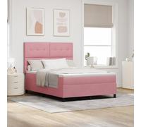Teenpull Lit à sommier tapissier de luxe avec matelas en velours rose, 160 x 200 cm, rembourré, pour un sommeil réparateur dans la chambre à coucher