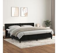 Teenpull Lit à sommier tapissier de luxe, en velours, 200 x 200 cm, noir, avec matelas à ressorts ensachés, tête de lit réglable en hauteur et surmatelas, ensemble de meubles de chambre à coucher