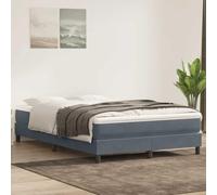 Teenpull Lit à sommier tapissier de luxe gris foncé, 140 x 210 cm, rembourré en velours, avec matelas à ressorts ensachés, surmatelas et cadre de lit stable, ensemble de meubles pour un sommeil