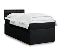 Teenpull Lit à sommier tapissier, en tissu noir, lit simple, 190 x 90 cm, rembourré, avec tête de lit, noyau à ressorts pour un sommeil réparateur, ensemble de cadre de lit respirant, solution