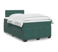 Teenpull Lit à sommier tapissier en velours, vert foncé, 120 x 190 cm, avec matelas à ressorts ensachés, tête de lit rembourrée et éclairage LED intégré, idéal comme cadre de lit moderne pour un