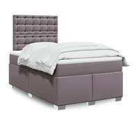 Teenpull Lit à sommier tapissier, gris, 120 x 190 cm, en cuir synthétique, avec matelas à ressorts ensachés, éclairage LED, tête de lit réglable, ensemble de meubles de chambre à coucher
