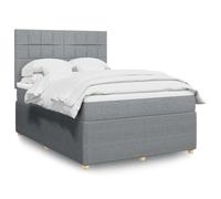 Teenpull Lit à sommier tapissier gris clair, 140 x 200 cm, avec matelas à ressorts ensachés, tête de lit réglable en hauteur et éclairage LED, ensemble de meubles de chambre à coucher modernes