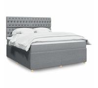 Teenpull Lit à sommier tapissier gris clair 180 x 200 cm avec housse en tissu, matelas à ressorts ensachés, tête de lit rembourrée, base de cadre de lit stable pour un sommeil réparateur.