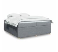 Teenpull Lit à sommier tapissier, gris clair, 200 x 200 cm, cadre de lit rembourré, avec matelas et surmatelas, housse en tissu résistant pour meubles de chambre à coucher, kit complet confort avec