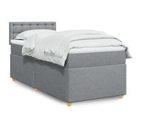 Teenpull Lit à sommier tapissier gris clair 90 x 190 cm avec matelas à ressorts ensachés, tête de lit rembourrée, housse en tissu et éclairage LED pour un sommeil réparateur, ensemble de meubles de