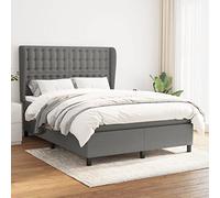 Teenpull Lit à sommier tapissier gris foncé, 140 x 190 cm, rembourré, avec matelas, tête de lit réglable, cadre stable, meubles durables pour un sommeil réparateur