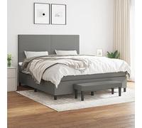 Teenpull Lit à sommier tapissier gris foncé, 180 x 200 cm, avec tête de lit réglable, matelas à ressorts ensachés, surmatelas et banc, ensemble complet de meubles modernes pour un sommeil réparateur