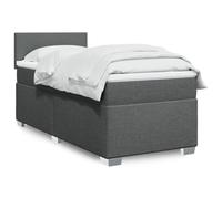 Teenpull Lit à sommier tapissier gris foncé 90 x 190 cm, lit capitonné avec matelas à ressorts ensachés, surmatelas, cadre de lit et tête de lit, meubles de chambre à coucher pour un sommeil