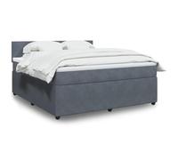 Teenpull Lit à sommier tapissier gris foncé avec housse en velours, 180 x 200 cm, avec matelas à ressorts ensachés et surmatelas, tête de lit rembourrée, cadre de lit stable, ensemble de meubles