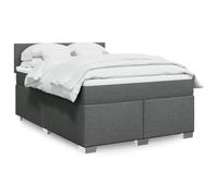Teenpull Lit à sommier tapissier gris foncé avec matelas, 160 x 200 cm, lit en tissu rembourré avec tête de lit, éclairage LED intégré et USB, ensemble de meubles de chambre moderne pour un sommeil