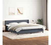 Teenpull Lit à sommier tapissier, gris foncé, avec matelas, 180 x 210 cm, en velours, avec tête de lit, sommier à lattes et surmatelas, espace de couchage confortable pour chambre à coucher et chambre
