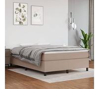 Teenpull Lit à sommier tapissier, marron cappuccino, 140 x 190 cm, en cuir synthétique, cadre de lit rembourré avec tête de lit, base et ressorts ensachés pour un sommeil réparateur, meuble de chambre