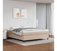 Teenpull Lit à sommier tapissier marron cappuccino 180 x 200 cm, rembourré en cuir synthétique, avec matelas à ressorts ensachés, tête de lit intégrée et cadre de lit stable pour un sommeil réparateur