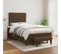 Teenpull Lit à sommier tapissier marron foncé 120 x 200 cm avec housse en tissu, matelas à ressorts ensachés, tête de lit et banc réglables en hauteur, ensemble de meubles de chambre complet pour un
