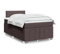 Teenpull Lit à sommier tapissier marron foncé, 120 x 200 cm, en tissu rembourré, avec matelas à ressorts ensachés, surmatelas, tête de lit réglable en hauteur, meubles de chambre à coucher