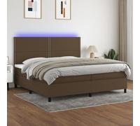 Teenpull Lit à sommier tapissier marron foncé 200 x 200 cm avec éclairage LED, matelas confortable et tête de lit réglable, cadre de lit rembourré, ensemble de meubles pour un sommeil réparateur dans