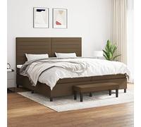 Teenpull Lit à sommier tapissier marron foncé 200 x 200 cm avec matelas, tête de lit réglable, cadre de lit robuste et housse en tissu, ensemble complet de meubles rembourrés pour votre chambre à
