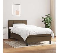 Teenpull Lit à sommier tapissier marron foncé 90 x 200 cm, lit rembourré, avec matelas à ressorts ensachés de qualité supérieure et tête de lit réglable, un cadre de lit complet pour un sommeil