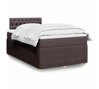 Teenpull Lit à sommier tapissier marron foncé avec matelas, 120 x 190 cm, housse en tissu, cadre de lit confortable avec tête de lit, meubles rembourrés pour chambre à coucher, ensemble de sommeil