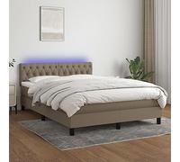 Teenpull Lit à sommier tapissier moderne avec LED, tête de lit réglable en hauteur et matelas à ressorts ensachés, 140 x 190 cm, lit rembourré résistant avec cadre stable pour un sommeil réparateur.