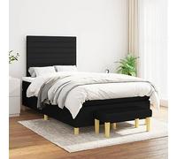 Teenpull Lit à sommier tapissier noir 120 x 200 cm, lit rembourré avec matelas, tête de lit, cadre de lit et banc, meubles de chambre de qualité supérieure