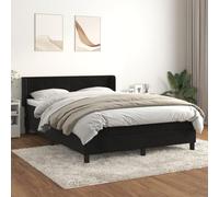 Teenpull Lit à sommier tapissier noir, 140 x 190 cm, avec housse en velours, tête de lit haute et matelas à ressorts ensachés, cadre de lit rembourré pour votre chambre à coucher, sommeil réparateur